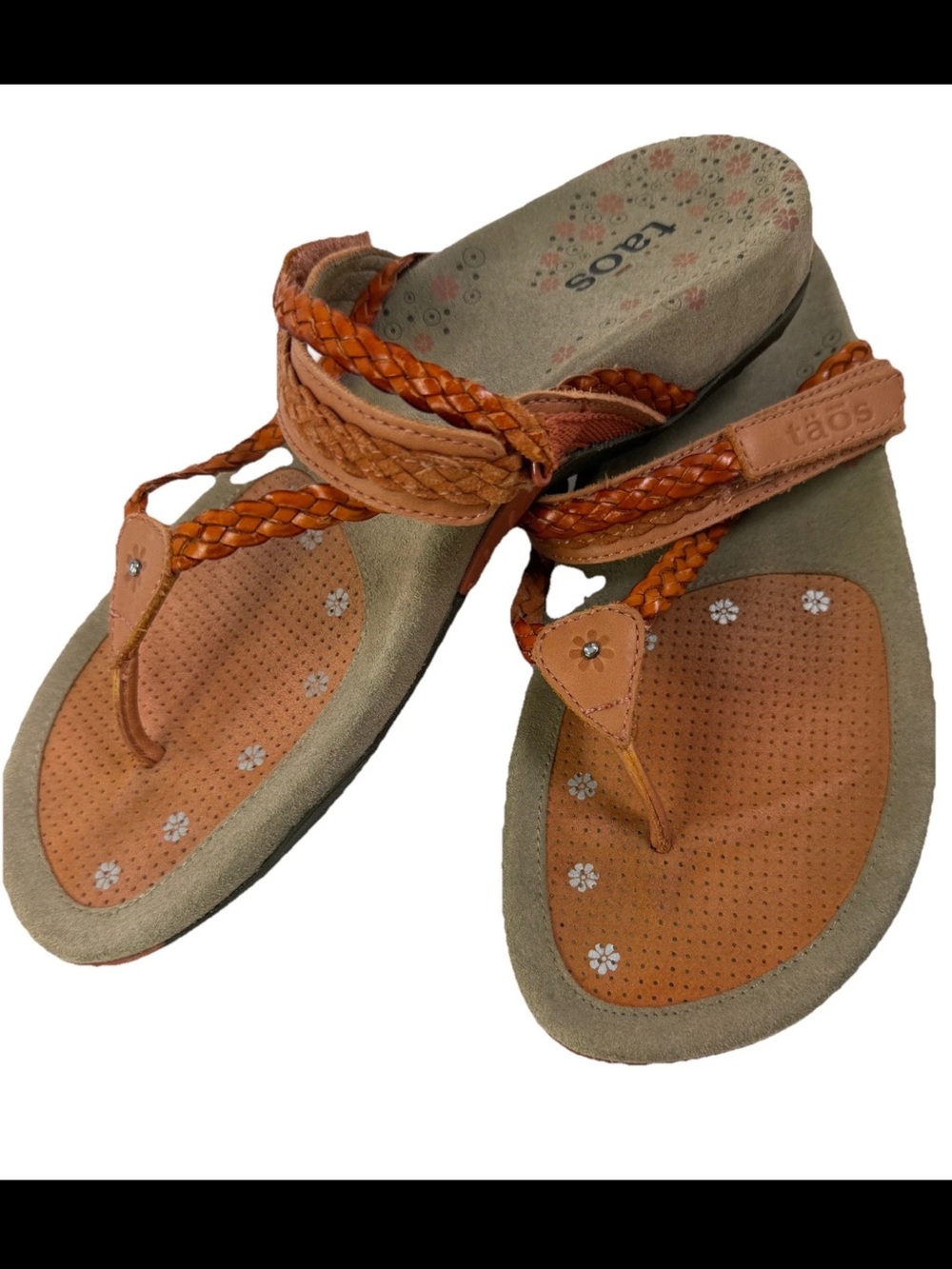 EUC Taos Trulie Sandal EU 37 US 7 Thong Flip Flop Leather Strappy Comfort Slide